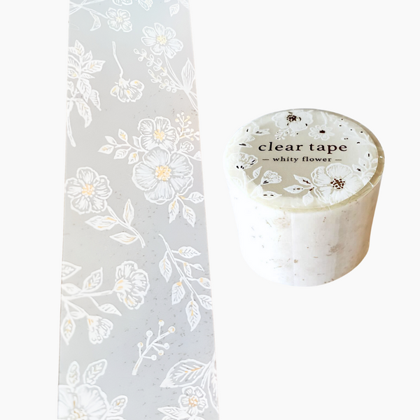 Mind Wave Clear Masking Tape - Whity Flower