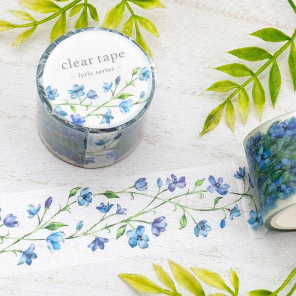 Mind Wave Lyric Series Clear Washi Tape - Blue Flowers
