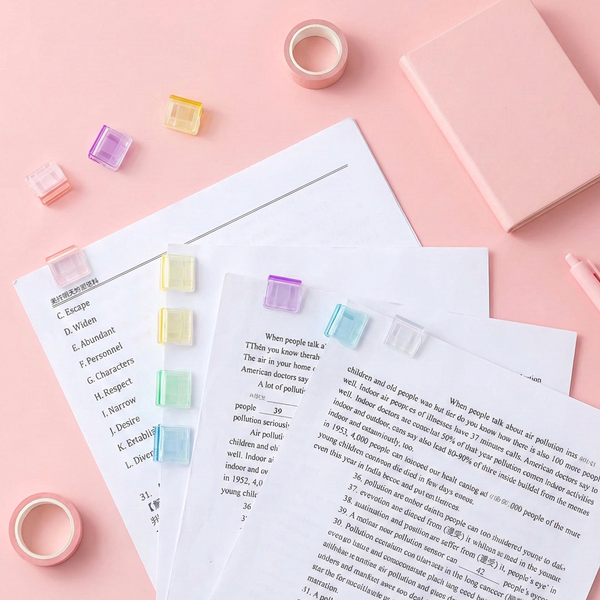 Mini Colorful Transparent Paper Clips - Set of 5