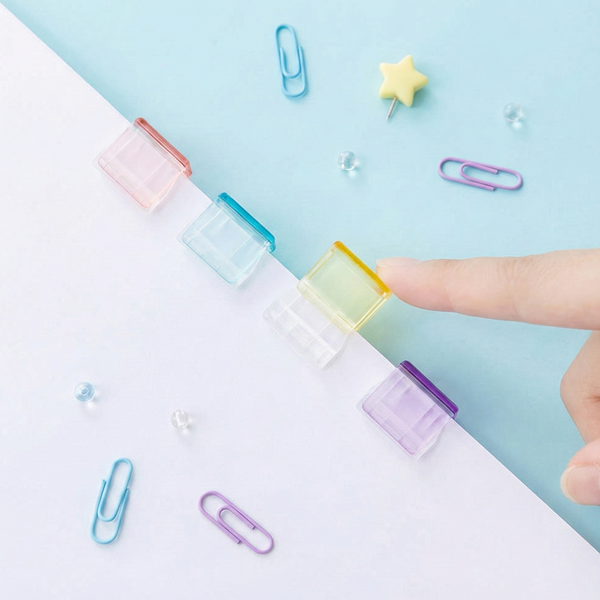Mini Colorful Transparent Paper Clips - Set of 5