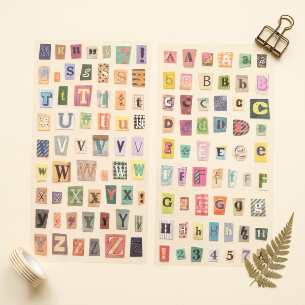 Mixed Font Alphabet & Number Stickers – Set of 6 Sheets