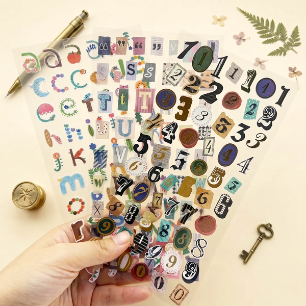Mixed Font Alphabet & Number Stickers – Set of 6 Sheets