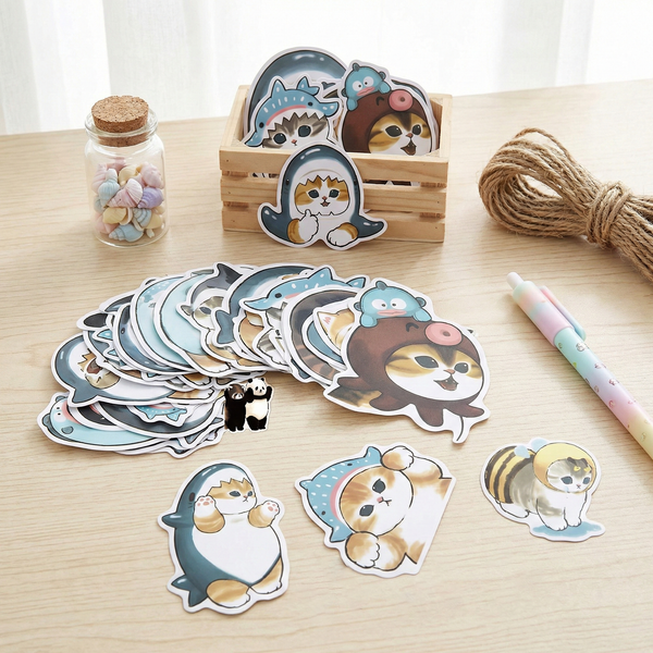 Mofusand Cat Stickers - Set of 50 - Little Sharks