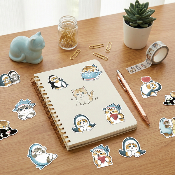 Mofusand Cat Stickers - Set of 50 - Little Sharks