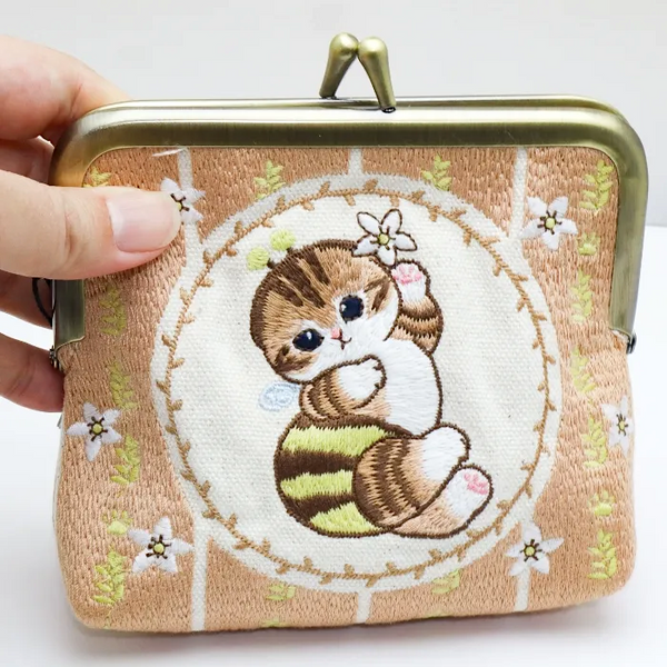 Mofusand Kiss-Lock Purse - Beige