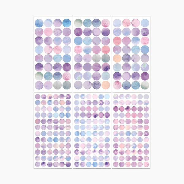 Monet Garden Watercolor Dot Stickers - 6 Sheets