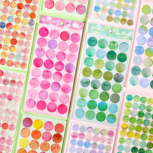 Monet Garden Watercolor Dot Stickers - 6 Sheets