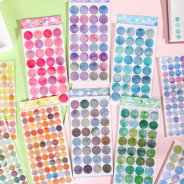 Monet Garden Watercolor Dot Stickers - 6 Sheets