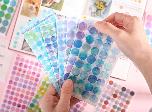 Monet Garden Watercolor Dot Stickers - 6 Sheets