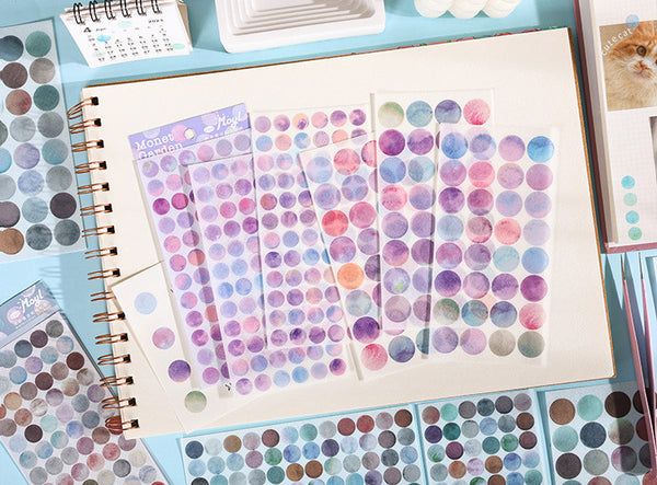 Monet Garden Watercolor Dot Stickers - 6 Sheets