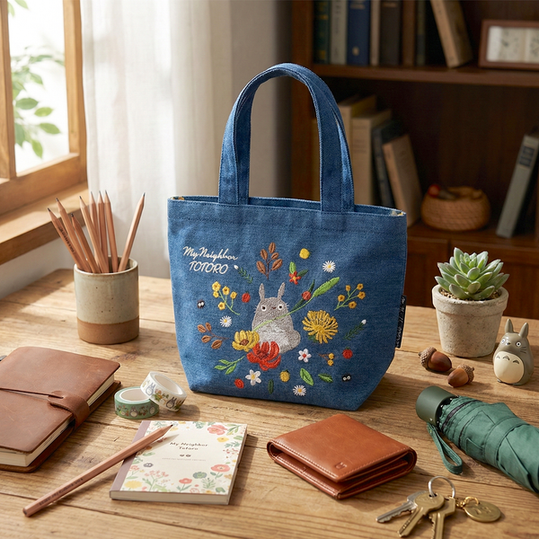 My Neighbor Totoro Embroidered Tote Bag - Flowers