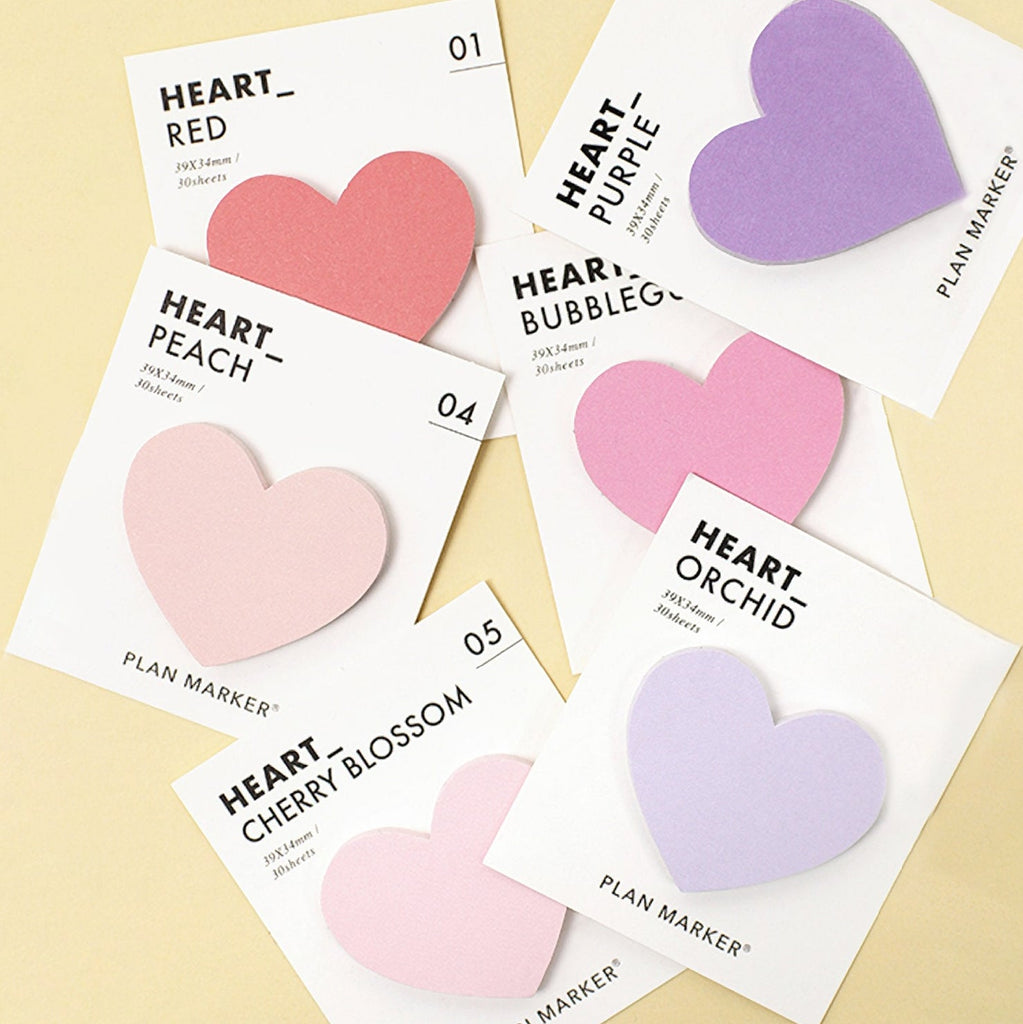 Full Color Souvenir Logo Sticky Notes - Heart - 25 Sheets