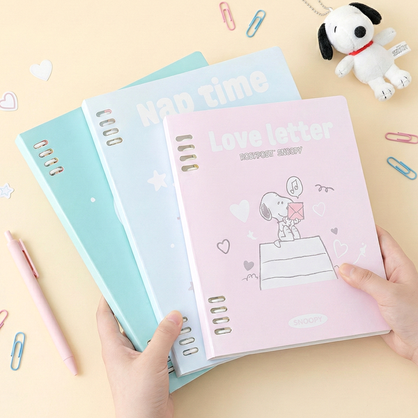 Peanuts Snoopy B5 Binder Notebook + Snoopy Inserts + Stickers - Limited Pastel Snoopy Edition