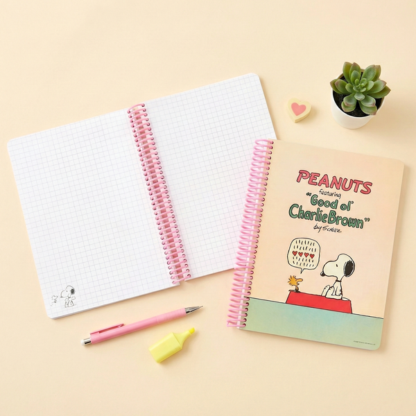 Peanuts Snoopy B6 Spiral Notebook - Beige