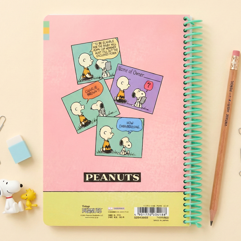Peanuts Snoopy B6 Spiral Notebook - Pink | Kawaii Pen Shop