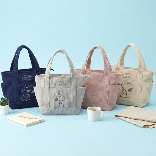 Peanuts Snoopy Corduroy Tote Bag - I Woke Up This Cute (4 Colors)