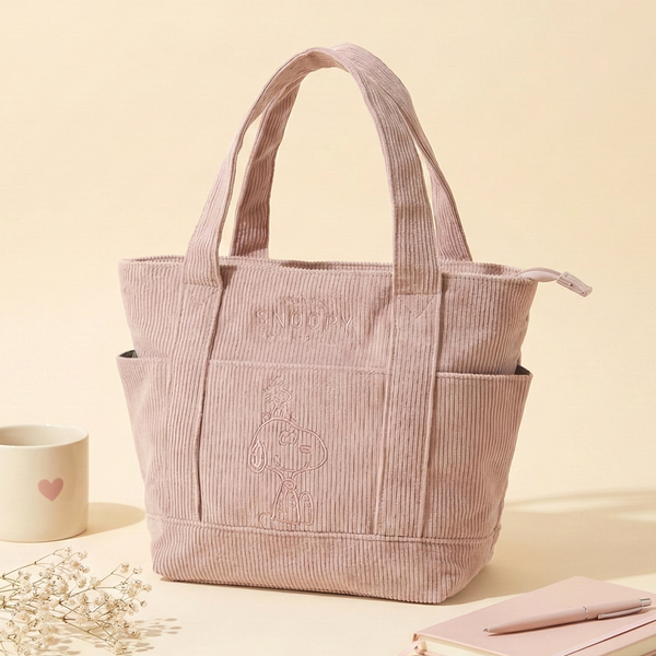 Peanuts Snoopy Corduroy Tote Bag - I Woke Up This Cute (4 Colors)