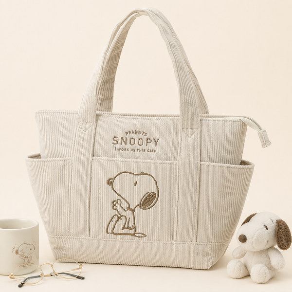 Peanuts Snoopy Corduroy Tote Bag - I Woke Up This Cute (4 Colors)