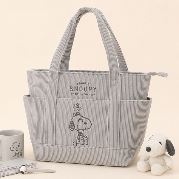 Peanuts Snoopy Corduroy Tote Bag - I Woke Up This Cute (4 Colors)