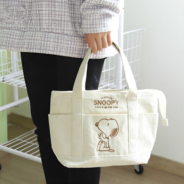 Peanuts Snoopy Corduroy Tote Bag - I Woke Up This Cute (4 Colors)