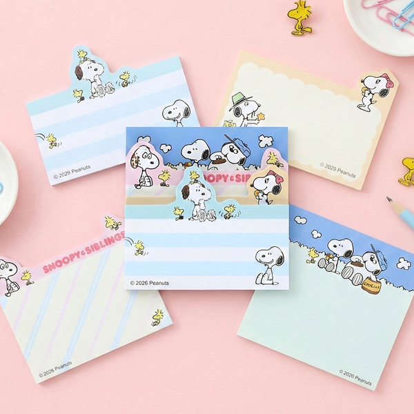 Peanuts Snoopy Die-Cut Sticky Notes - 4-Design Set - Mint - Limited Edition