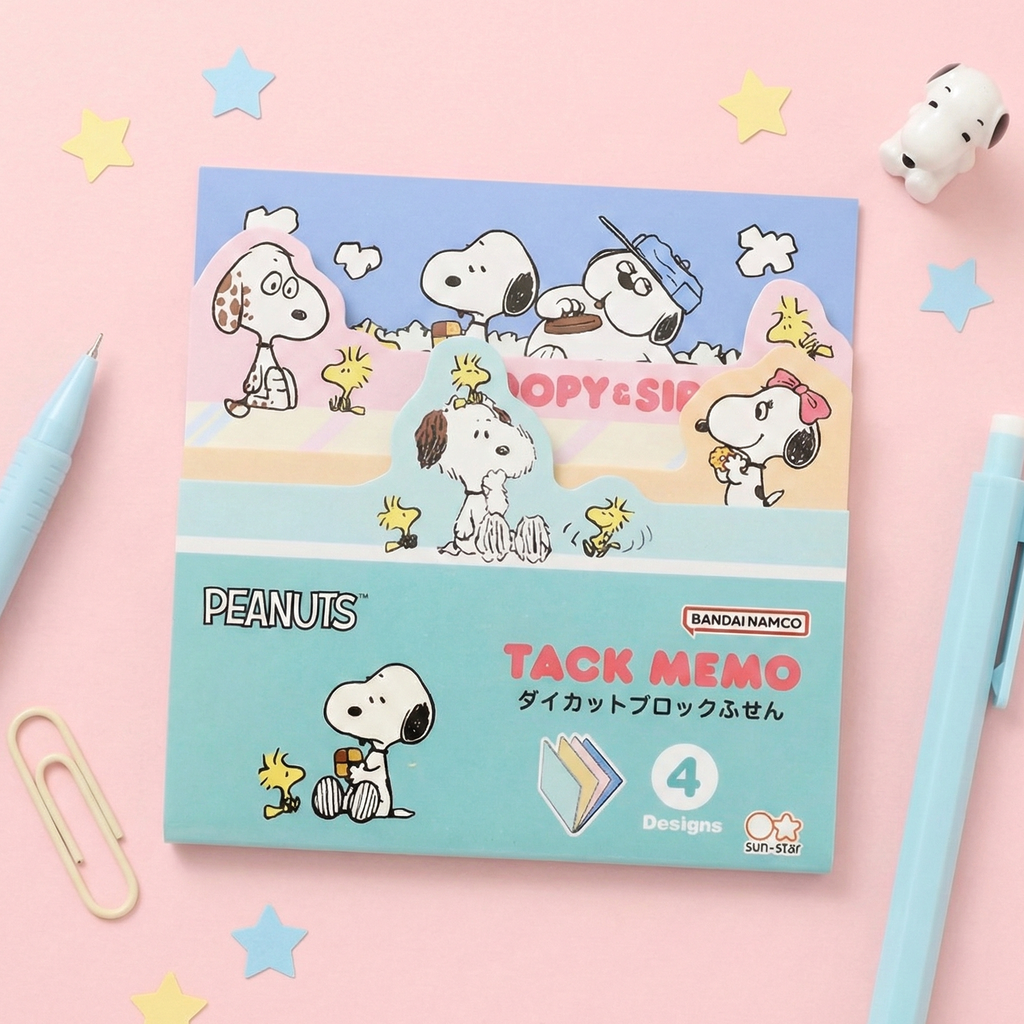 Peanuts Snoopy Die-Cut Sticky Notes - 4-Design Set - Mint - Limited Edition