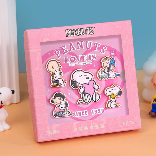 Peanuts Snoopy Enamel Pins - Boxed Set of 5 - Pink