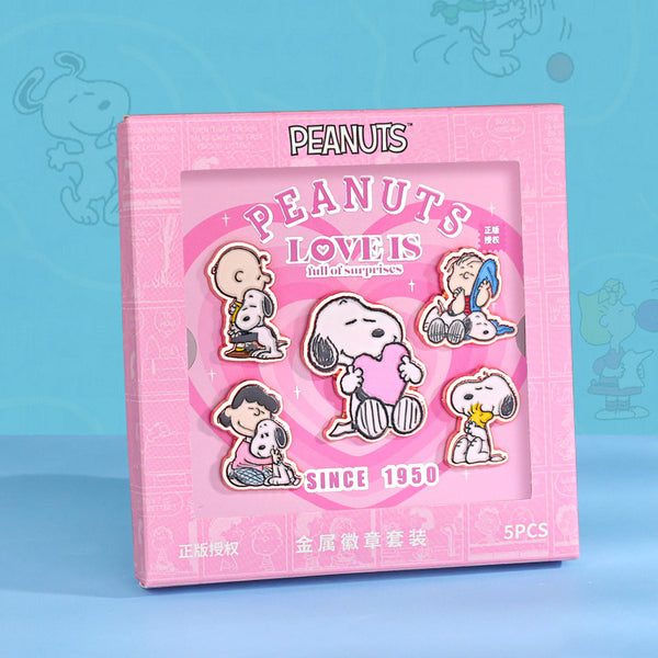 Peanuts Snoopy Enamel Pins - Boxed Set of 5 - Pink