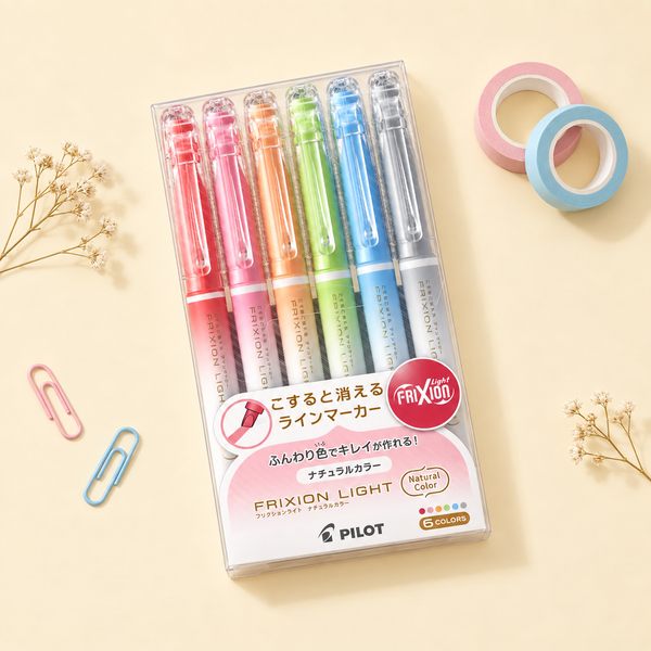 Pilot FriXion Erasable Highlighters - Light Natural Colors - Set of 6