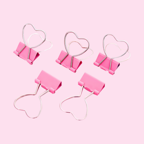 Pink Heart Shaped Binder Clip