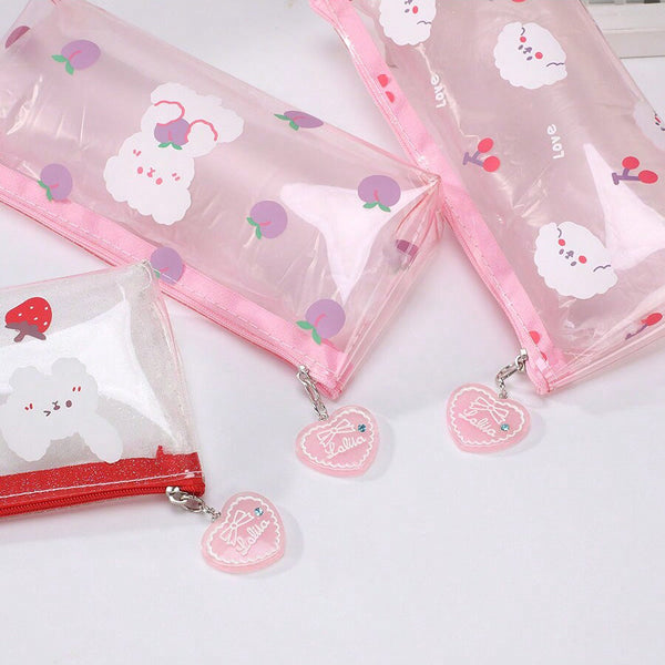 Pink Peach & Puppy Pencil Case
