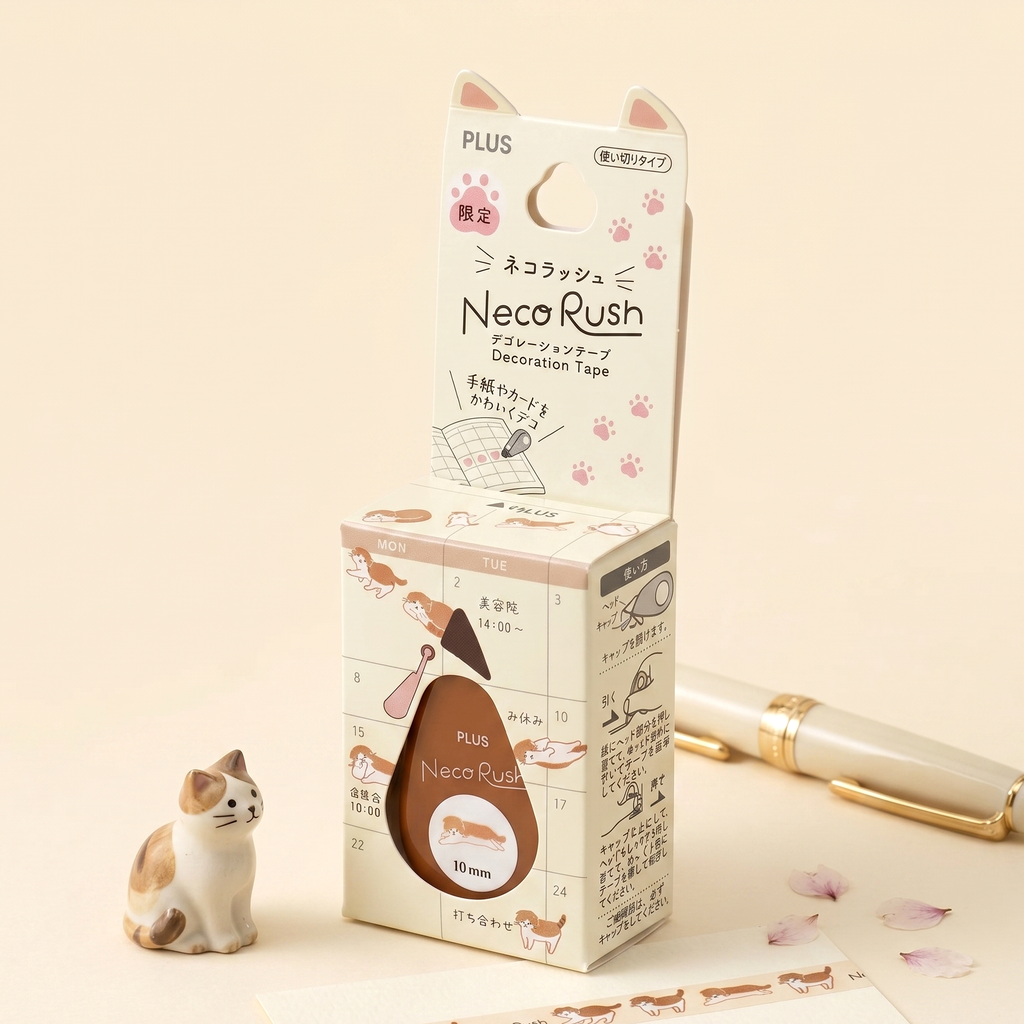 Plus Neko Rush Cat Transfer Tape Roller
