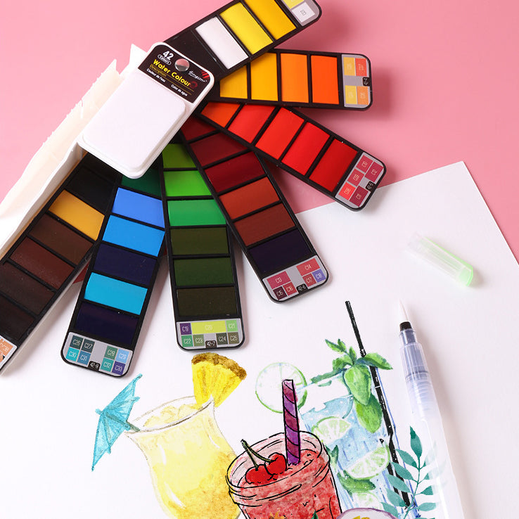 Handy Watercolor Travel Kit Fan Shape Foldable Watercolor Paint Set Solid  Watercolor Paint Set Students Paint Art Supplies - AliExpress