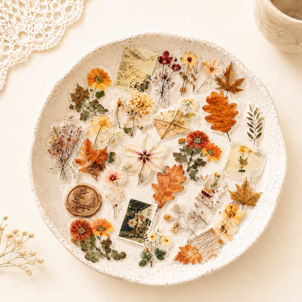 Pressed Flower Sticker Pack – Vintage Autumn