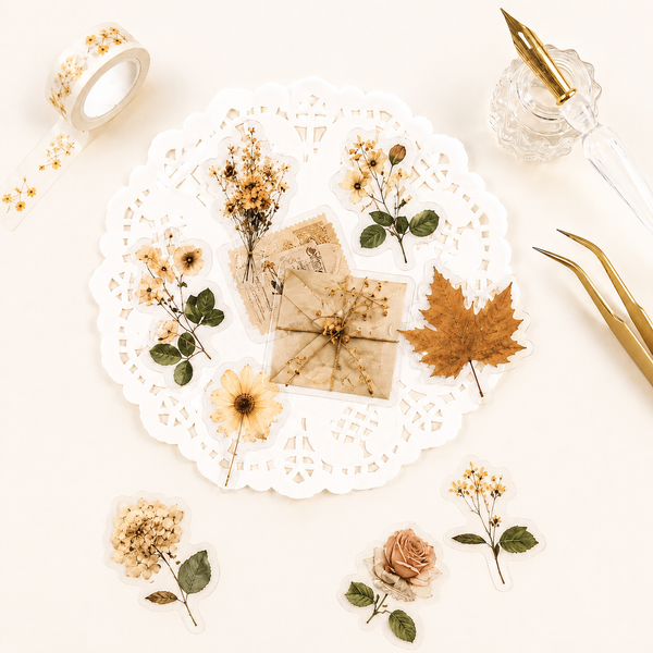 Pressed Flower Sticker Pack – Vintage Autumn