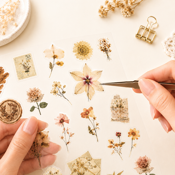Pressed Flower Sticker Pack – Vintage Autumn
