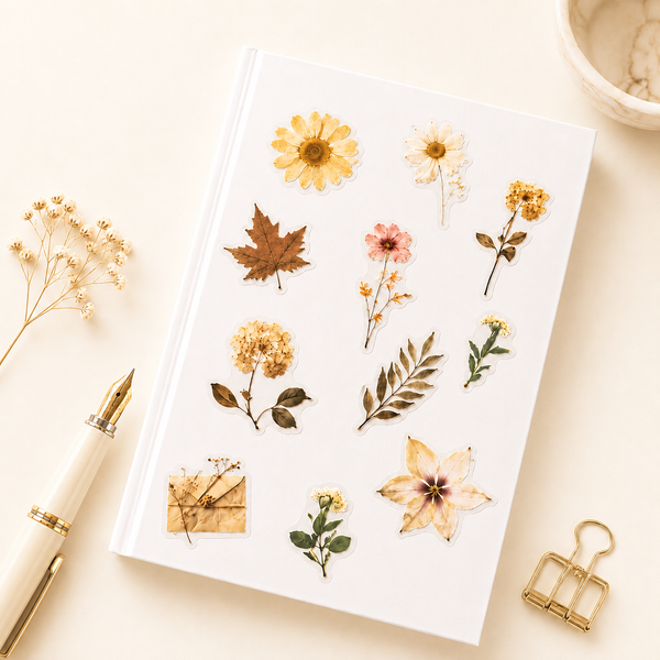Pressed Flower Sticker Pack – Vintage Autumn