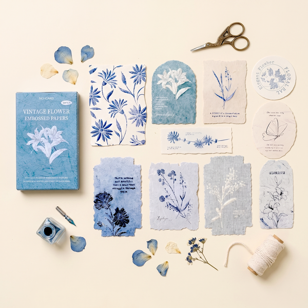 Pressed Flowers Embossed Paper - Boxed Set