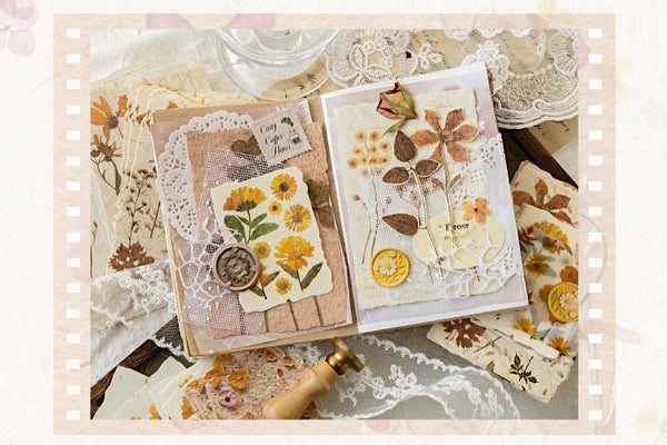 Pressed Flowers Vintage Decorative Paper Set