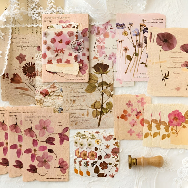 Pressed Flowers Vintage Decorative Paper Set