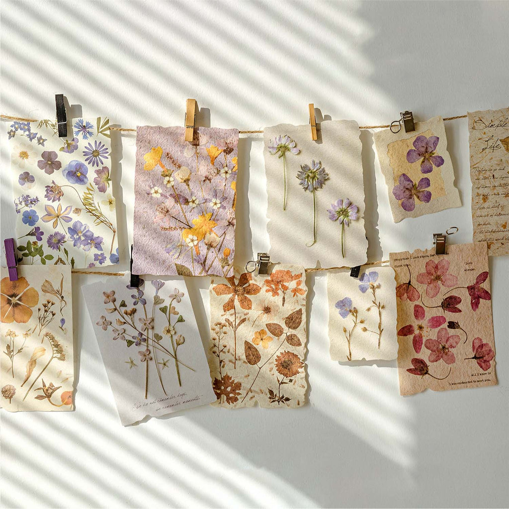花パピエ Pressed Flowers Vintage Decorative Paper Set | Kawaii Pen Shop