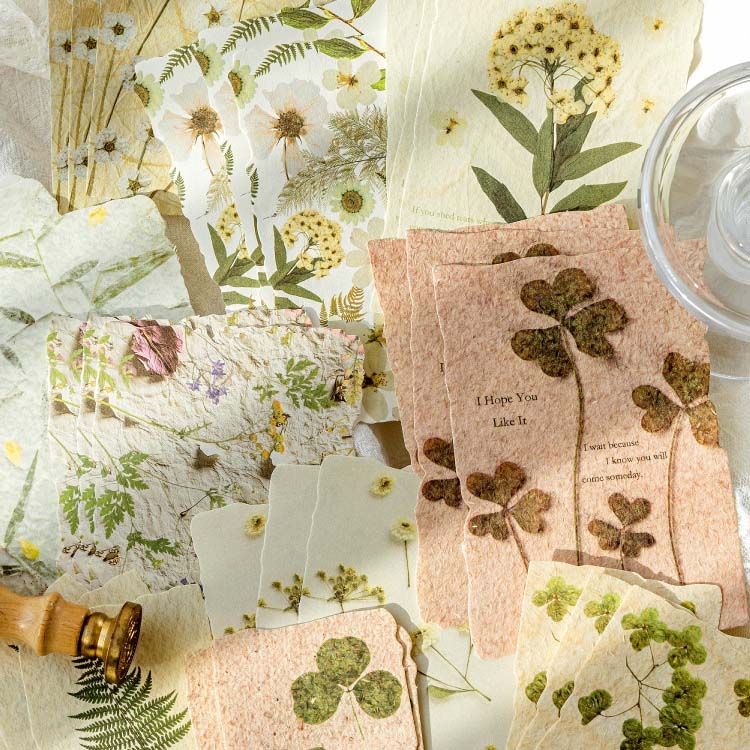Pressed Flowers Vintage Decorative Paper Set | Kawaii Pen Shop