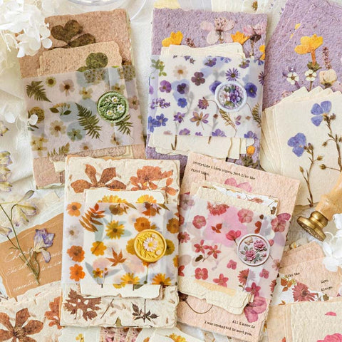 Pressed Flowers Vintage Decorative Paper Set | Kawaii Pen Shop