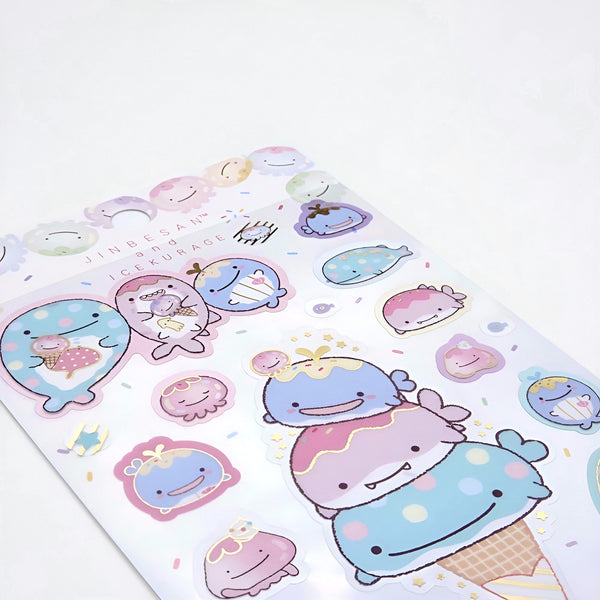 San-x Jinbesan And Icekurage Stickers - Ice Cream