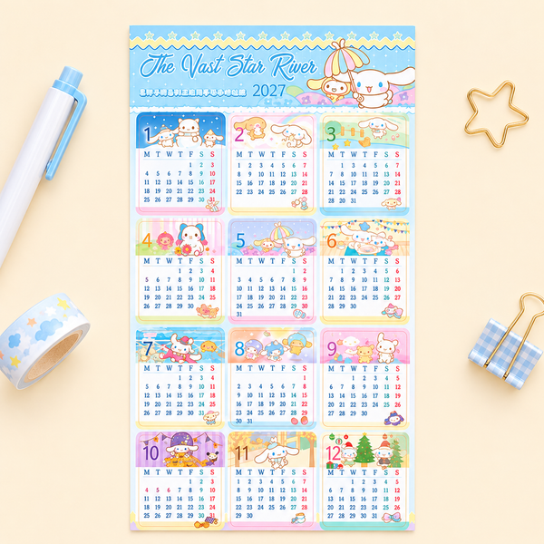 Sanrio 2027 Monthly Calendar Sticker Set