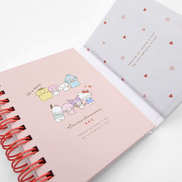 Sanrio Characters Hardcover Spiral Notebook - Pink Mini Hearts