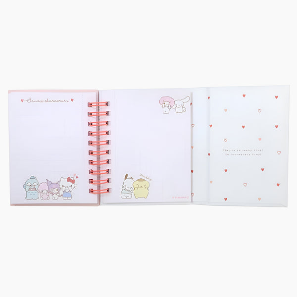 Sanrio Characters Hardcover Spiral Notebook - Pink Mini Hearts