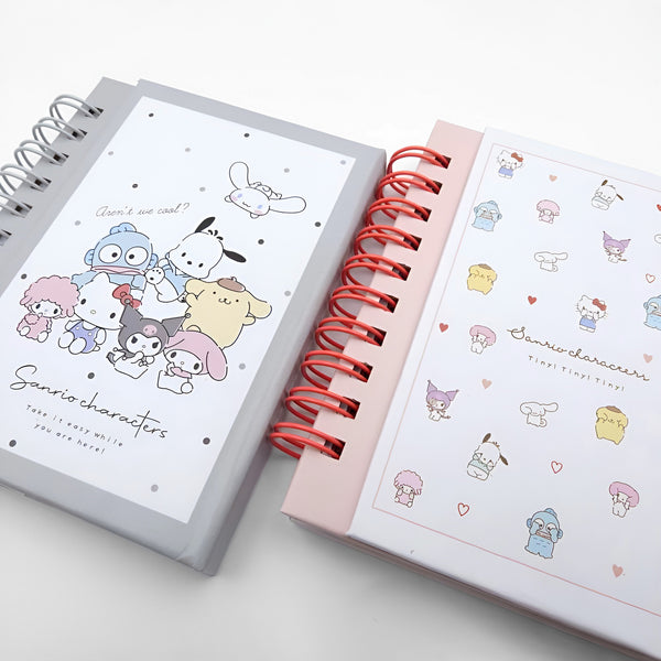 Sanrio Characters Hardcover Spiral Notebook - Pink Mini Hearts