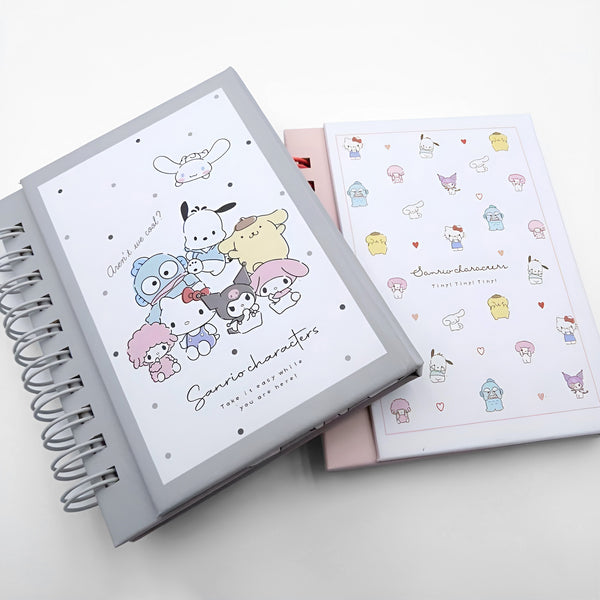 Sanrio Characters Hardcover Spiral Notebook - Pink Mini Hearts
