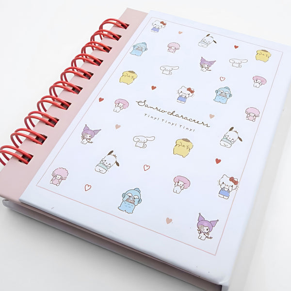 Sanrio Characters Hardcover Spiral Notebook - Pink Mini Hearts